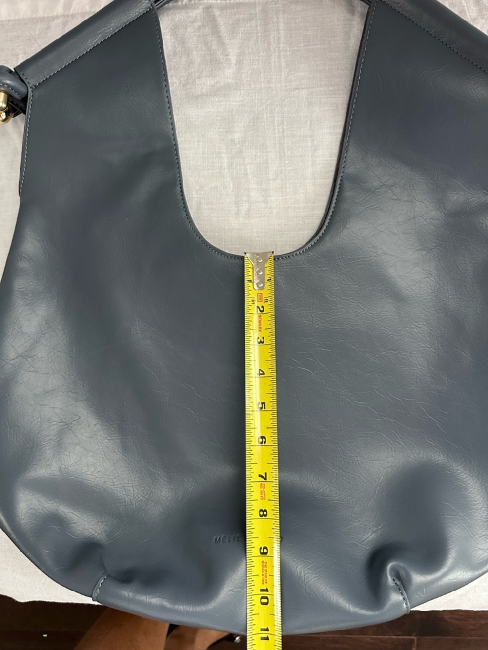 Melie Bianco Blue Slouchy Hobo Tote w/ Gold Charm | Anthropologie Style - Picture 12 of 15